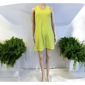VTG 90s Faded Glory Intimate Raceback Dress Size M Lime Green Cotton